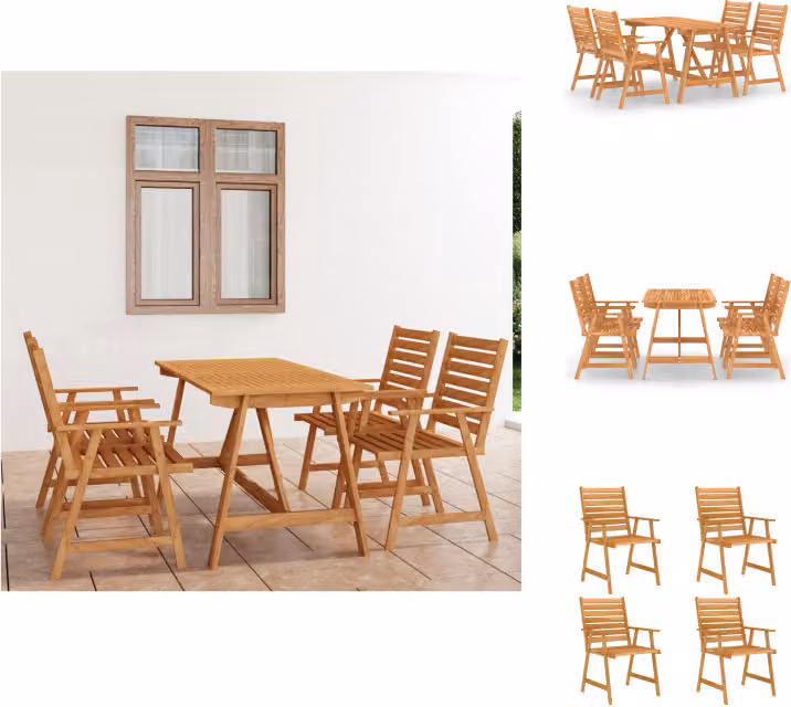 vidaXL Set da pranzo da giardino 5 pezzi in legno massiccio di acacia - Set di mobili da giardino