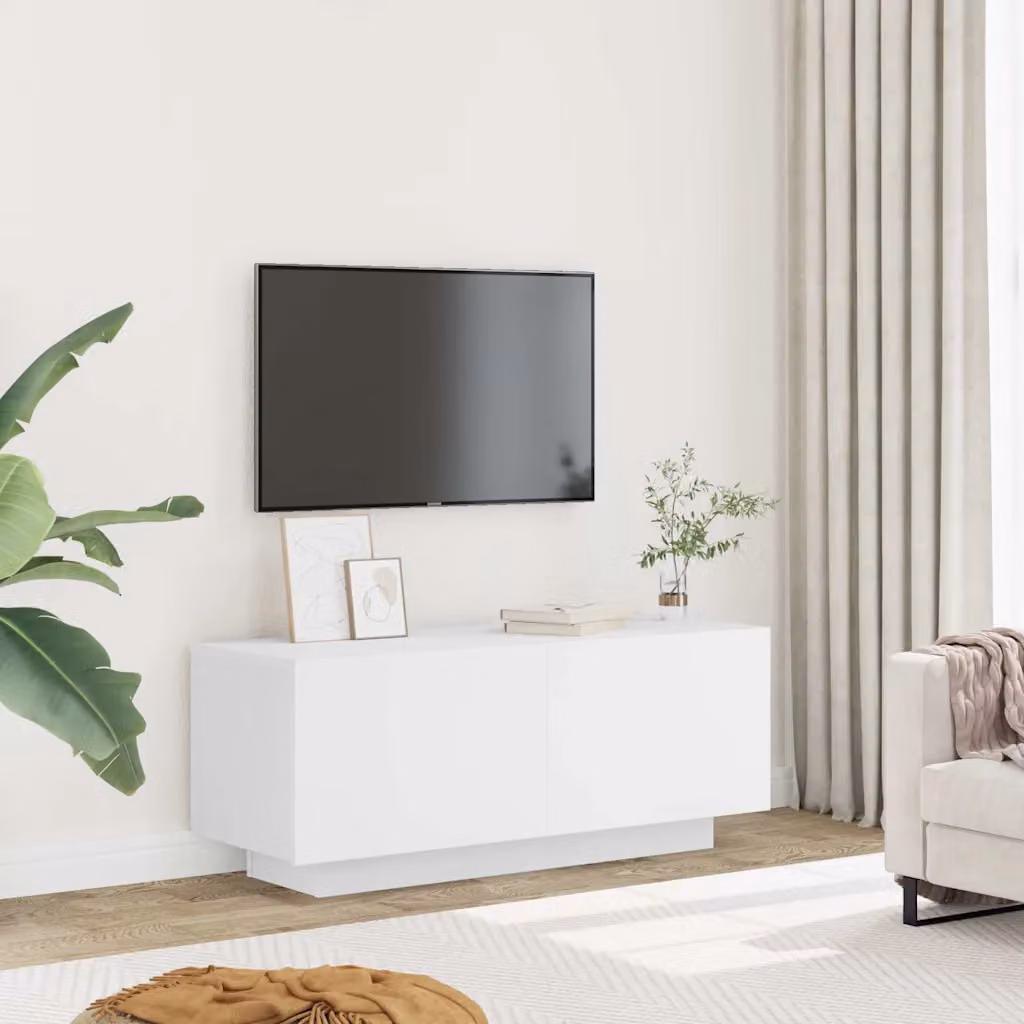 vidaXL Mobile Porta TV Moderno Bianco in Legno Multistrato L: 100 cm, P: 35 cm, H: 40 cm
