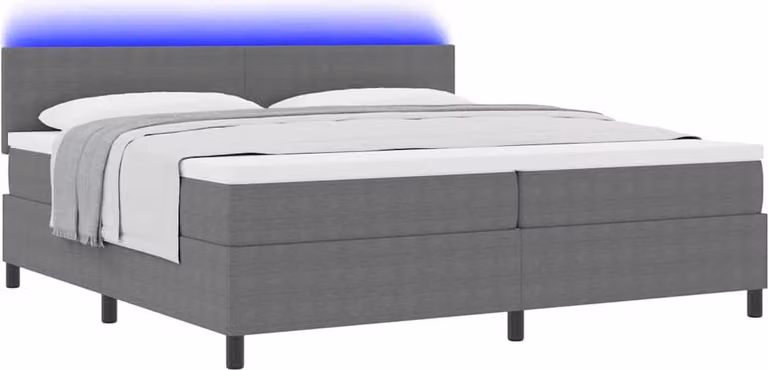 Letto a Sorgente LED Grigio chiaro e bianco 200 x 200 cm