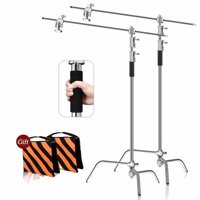 Treppiede per stativi in acciaio inox, design pieghevole, regolabile in altezza, 2 pezzi 2,6M