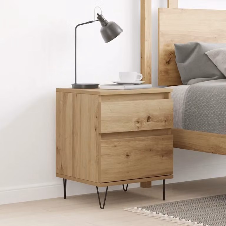 Comodino moderno vidaXL in legno e metallo marrone, sospeso a parete, L: 40 cm, P: 35 cm, H: 50 cm