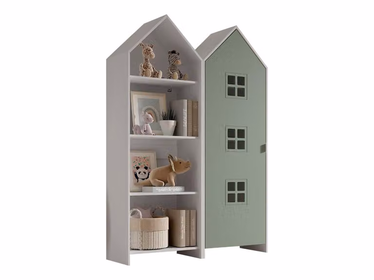 VIPACK - CASAMI BRUGES Set 2 pezzi composto da: Scaffale, armadio a 1 anta con frontale in verde