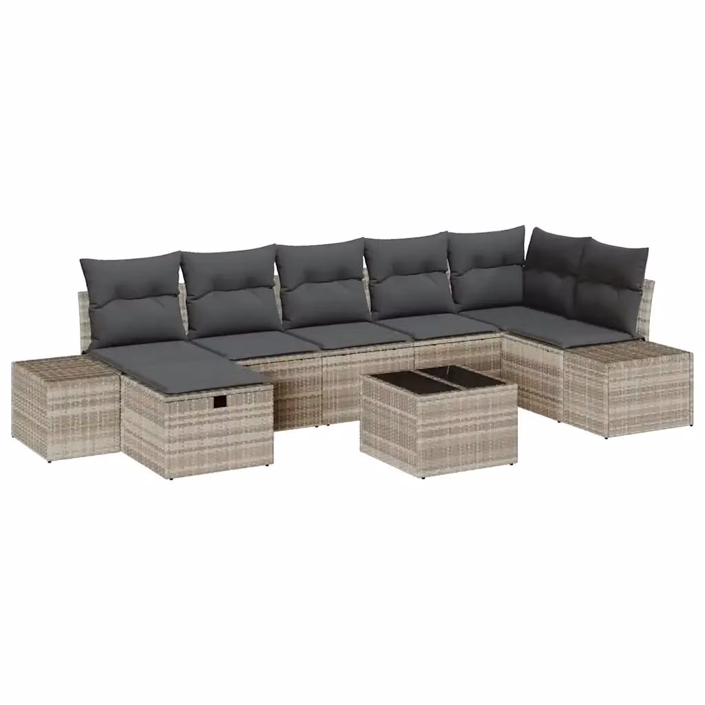 Set Divano da Giardino a L vidaXL 8 Pezzi Grigio con Poltroncina, Tavolino e Cuscini in Polyrattan e Acciaio – 2