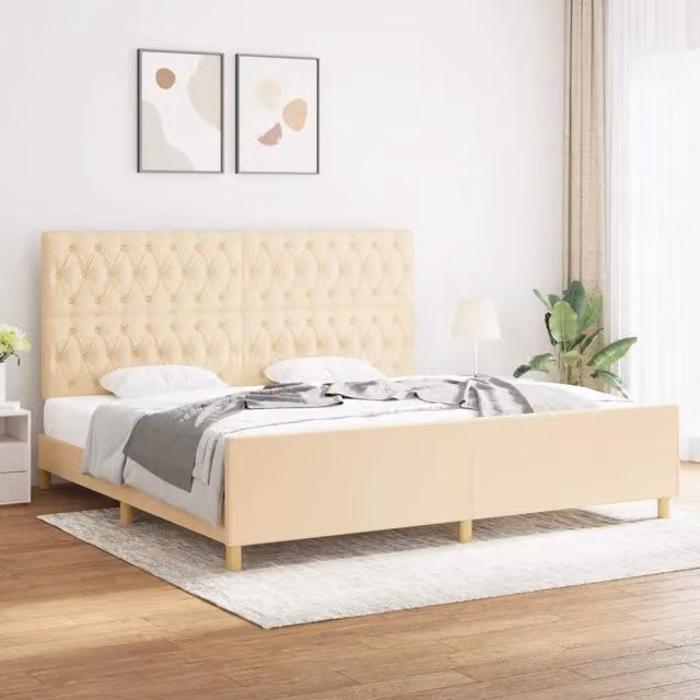 Giroletto con Testiera vidaXL in Tessuto Beige L/P: 200 x 200 cm