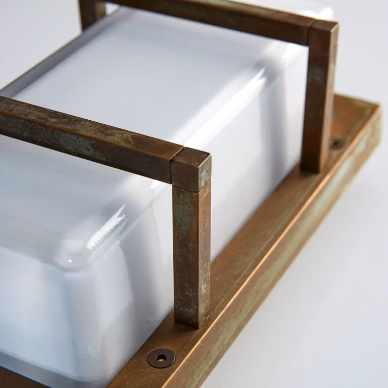 Moretti Luce Applique esterni Ice Cubic 3415, ottone anticato Cubic, dimmerabile, Bronzo / Ottone antico, Ottone