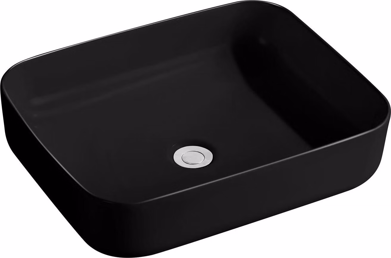 Beitz & Walz AqvaVetroceramica lavabo da appoggio "SlimRim" 500 x 385 mm nero opaco