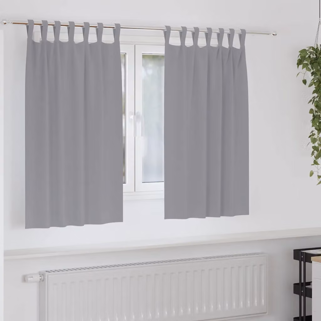 Set di 2 tende blackout vidaXL con anelli, colore grigio, L 140 cm x H 140 cm