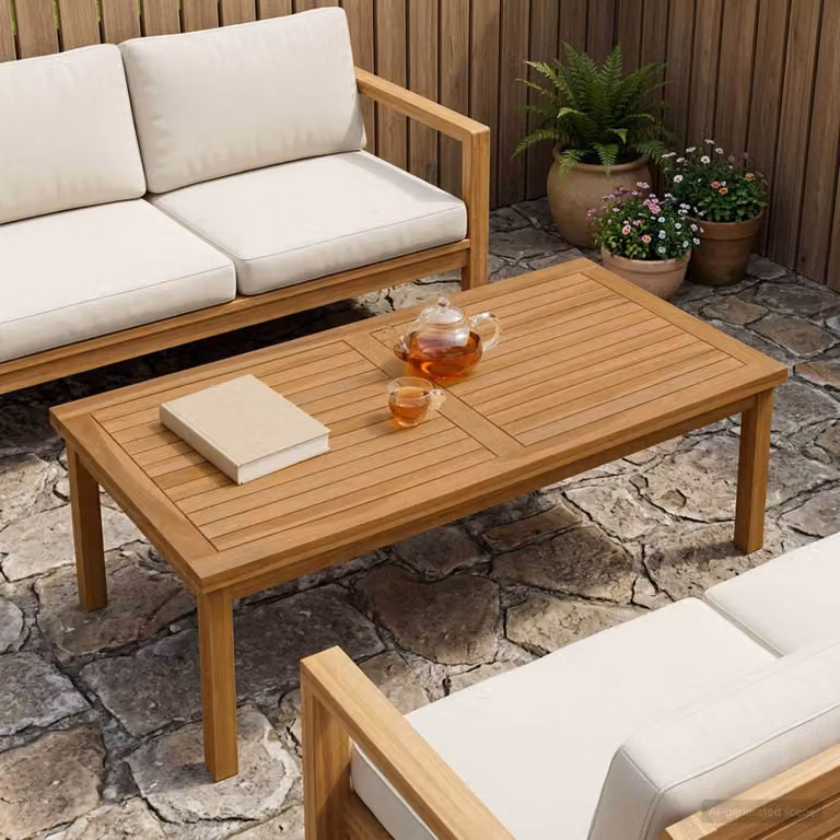 Piano del tavolo rettangolare vidaXL in legno di teak massiccio, colore marrone, L: 110 cm, P: 55 cm, H: 2,5 cm