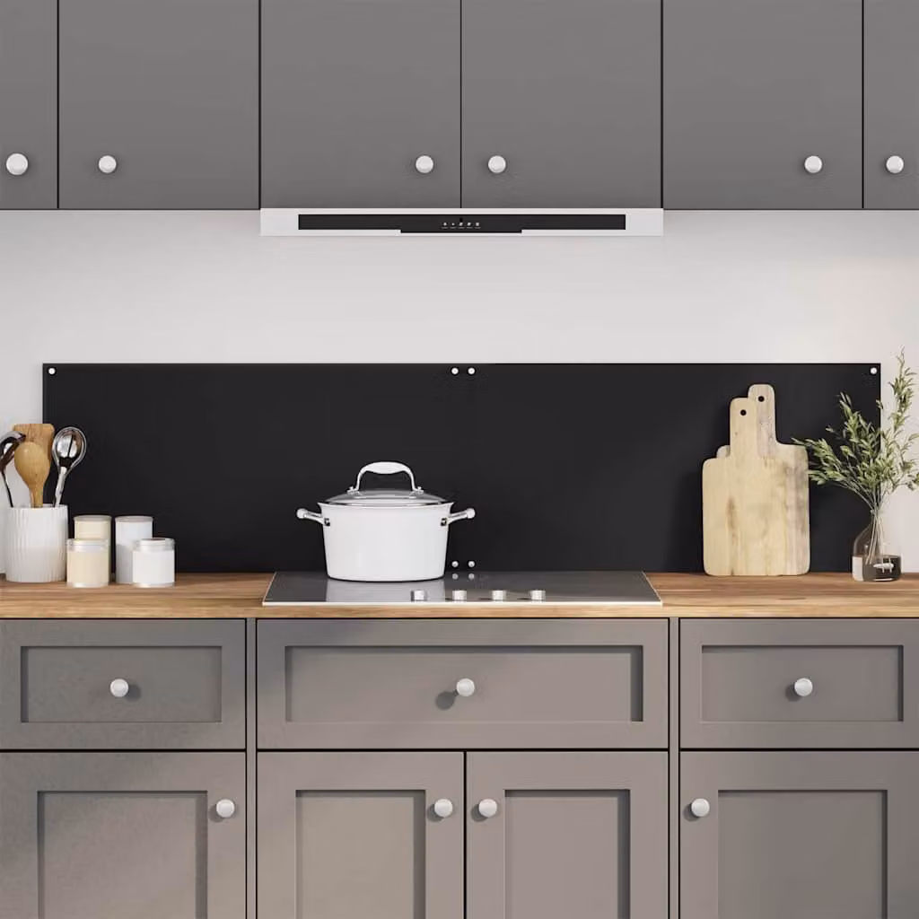 Set di 2 paraschizzi per cucina vidaXL in vetro temperato nero, L 80 cm x H 60 cm