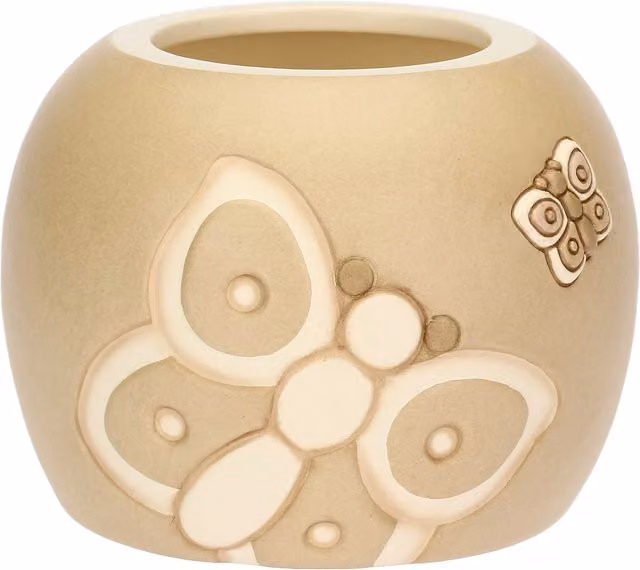Coprivaso in ceramica THUN Iconic Elegance beige con motivo animal print e forma rotonda