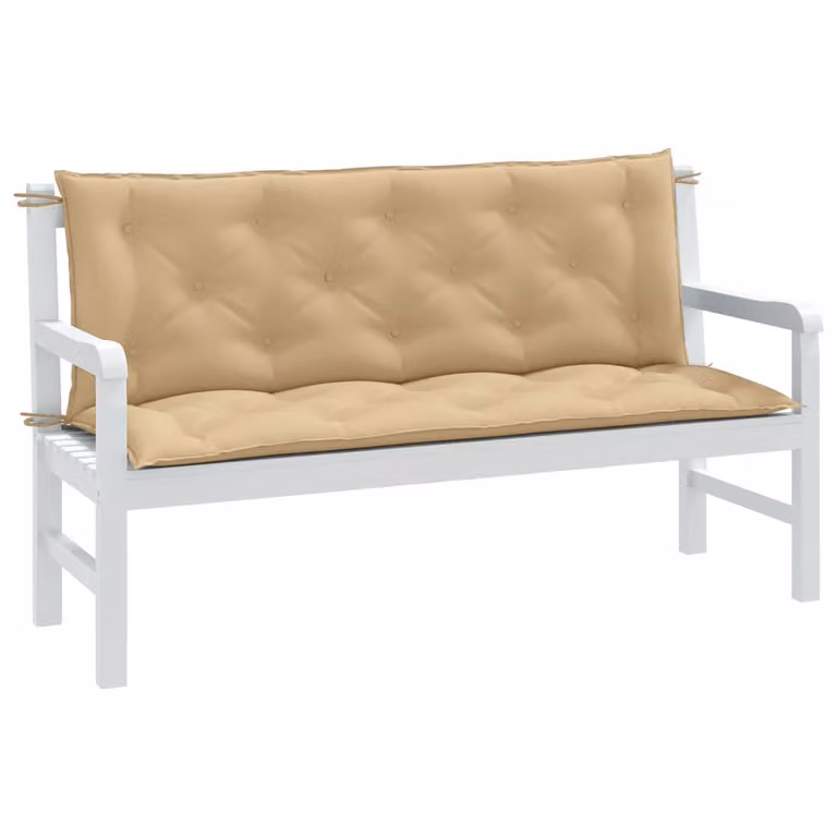 Set di 2 cuscini per panca da giardino vidaXL in tessuto beige mélange, L 150 x P 50 x H 7 cm