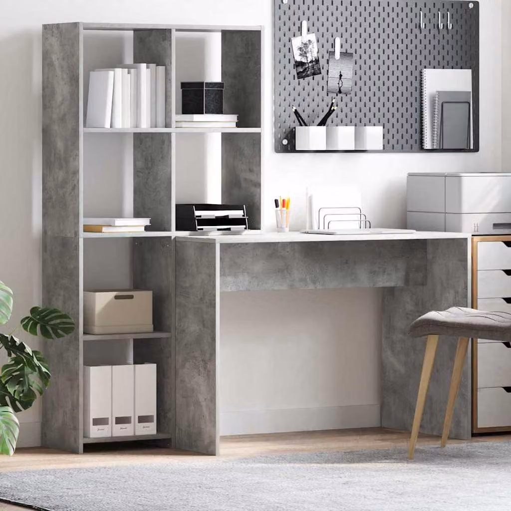 Maison Exclusive - Scrivania Grigio cemento 138,5 x 55 x 143 cm Legno multistrato