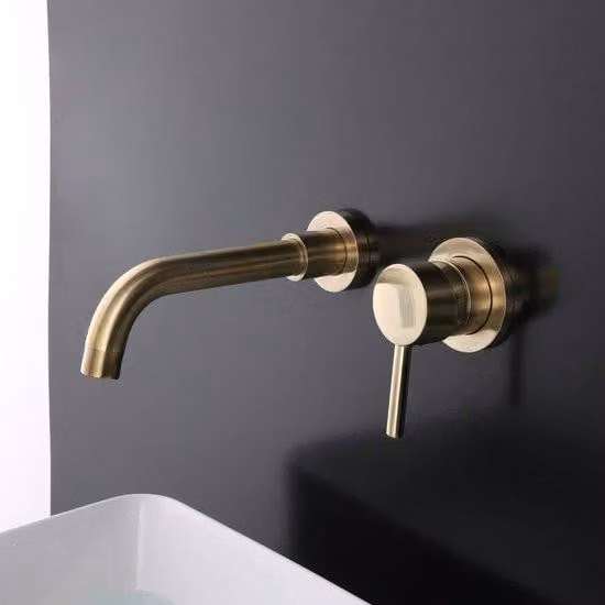 Rubinetto monocomando cromato per lavabo, da montare a parete, in acciaio inossidabile, completo di accessori di collegamento, compatibile con lavabi da bagno, cucina e bar
