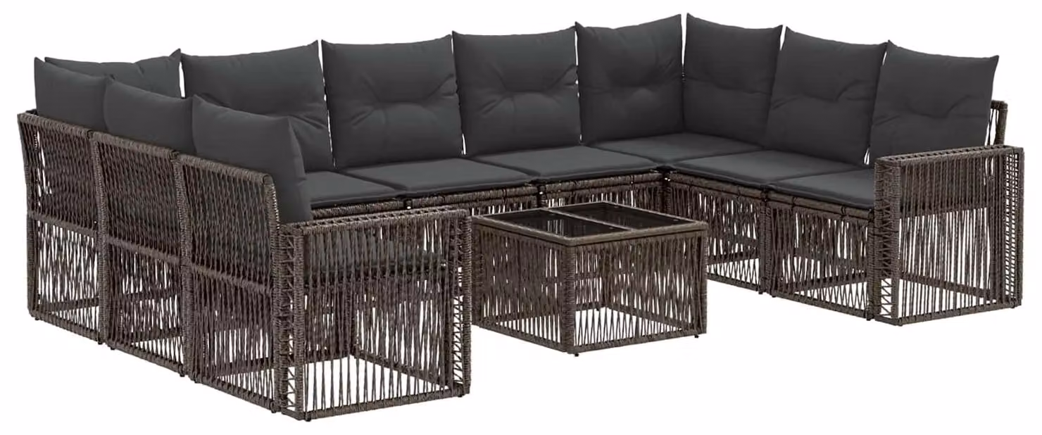 Set Divano da Giardino 10 pcs Grigio e Grigio Scuro polyrattan