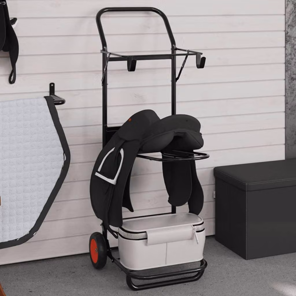 vidaXL Carrello porta-sella pieghevole in acciaio nero