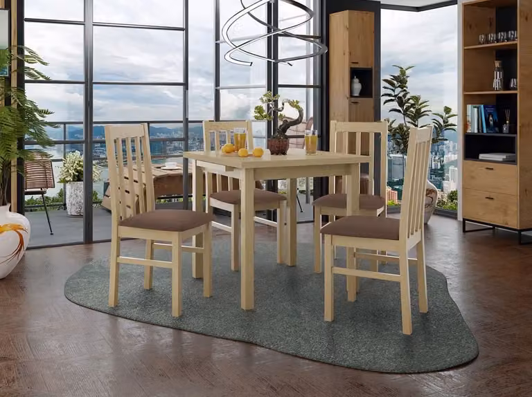 Tavolo da pranzo allungabile 80 cm con 4 sedie ADELBITE 4 - rovere sonoma / marrone 2