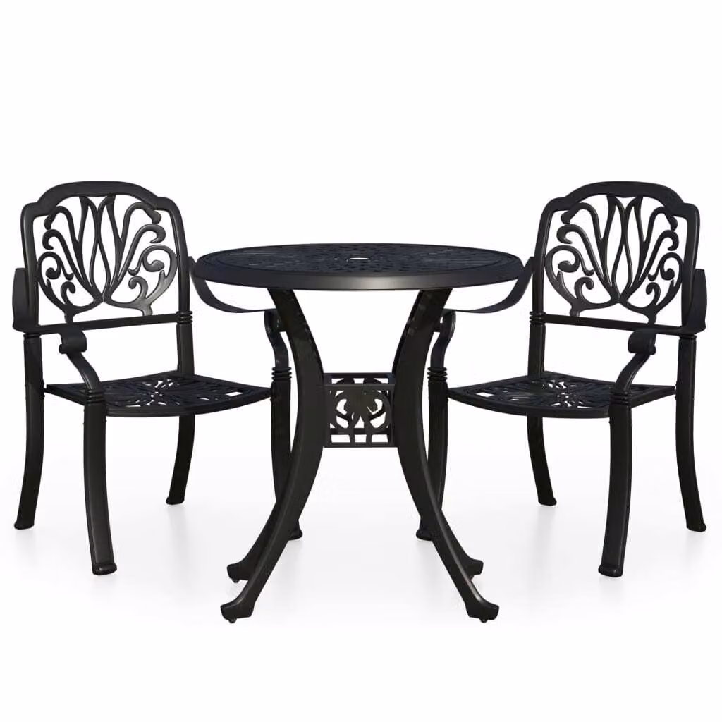 Set da Bistrot 3 pz in Alluminio Pressofuso Nero