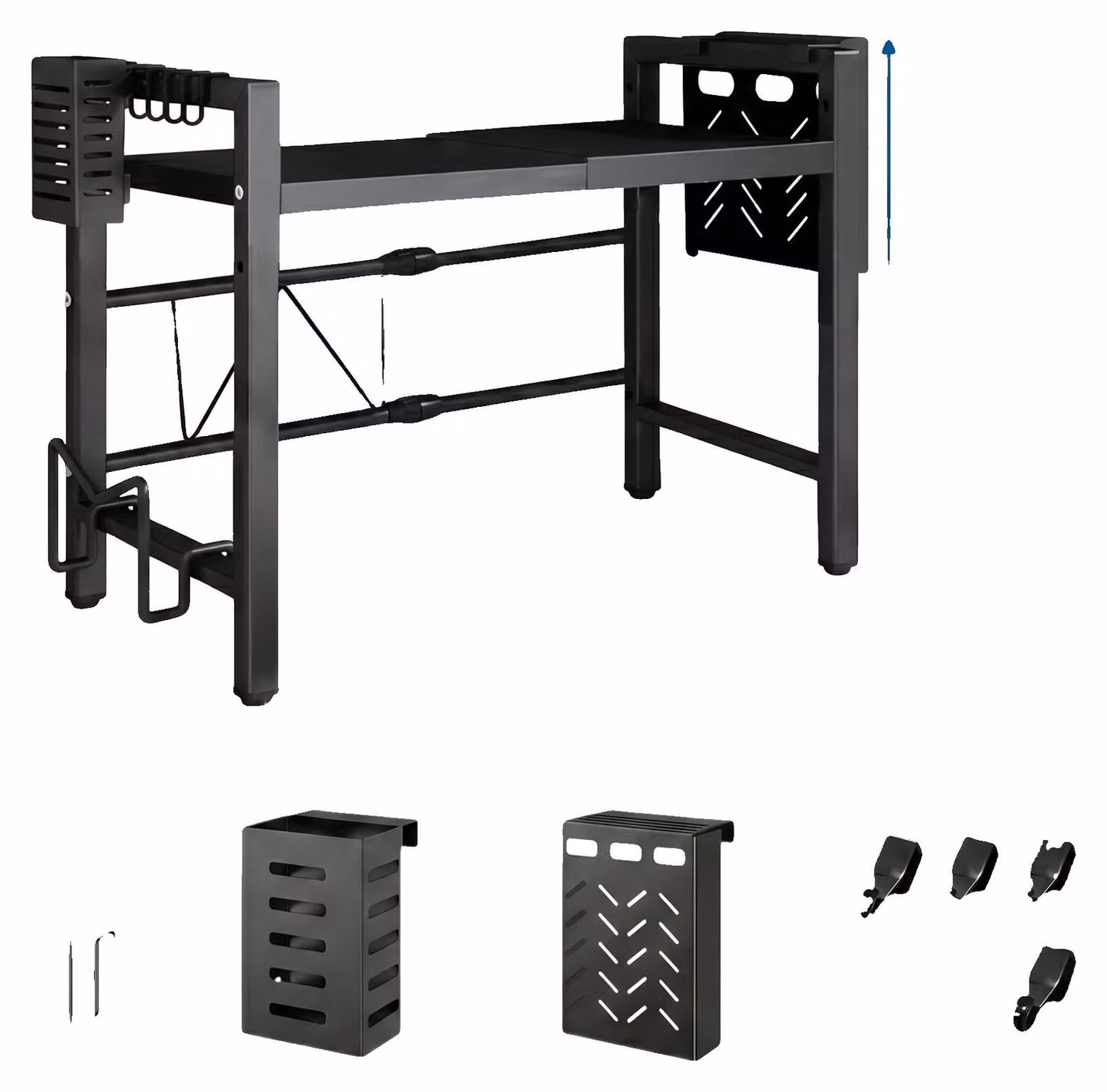 Ripiano per microonde, design estendibile, altezza regolabile, 40-60 cm, colore nero