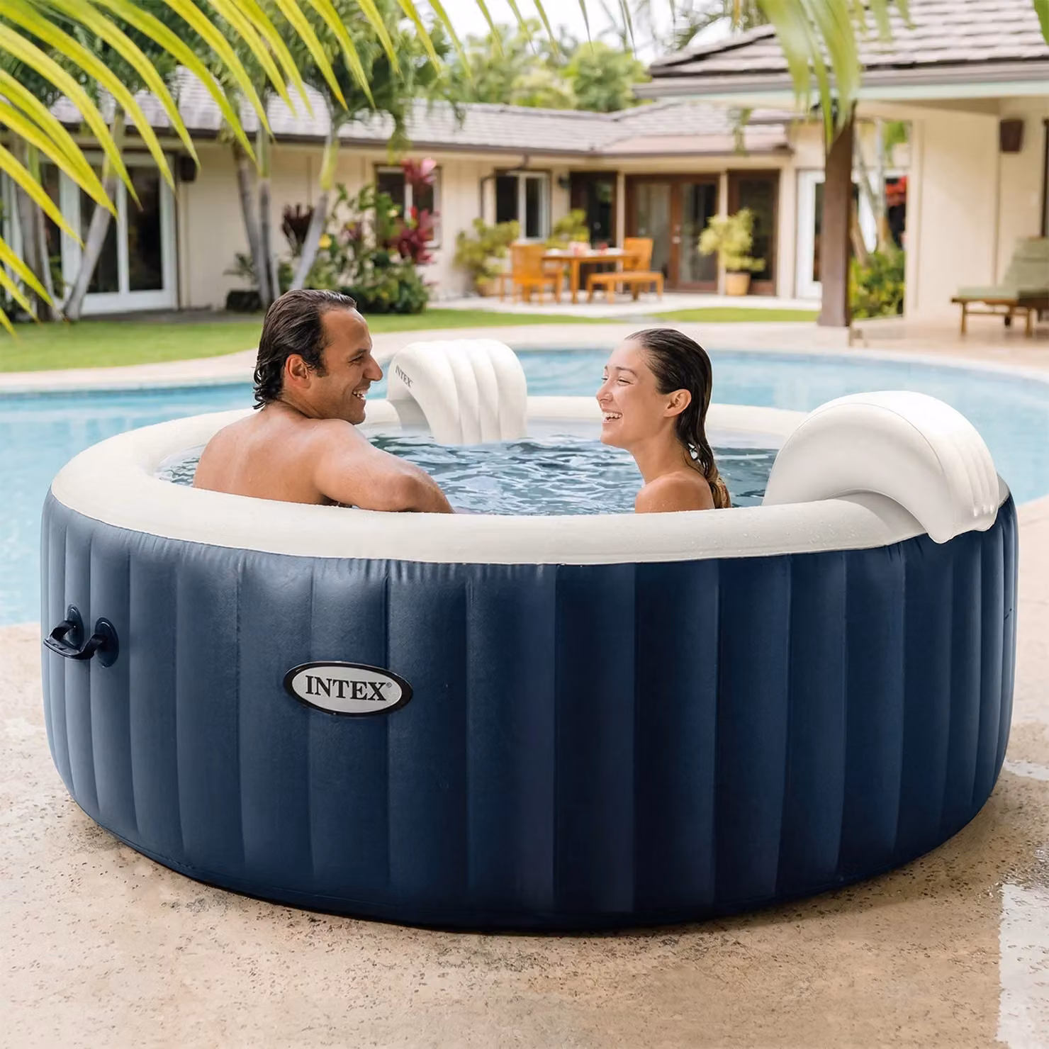 Intex PureSpa Bubble Massage Vasca Idromassaggio Gonfiabile 4 Posti Blu Navy con 140 getti e Riscaldatore 2200W, Capacità 795 L – 2