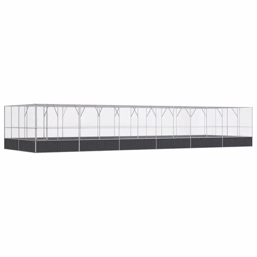 Voliera con estensione vidaXL in acciaio color argento e antracite L: 1246 cm, P: 414 cm, H: 212 cm – 2