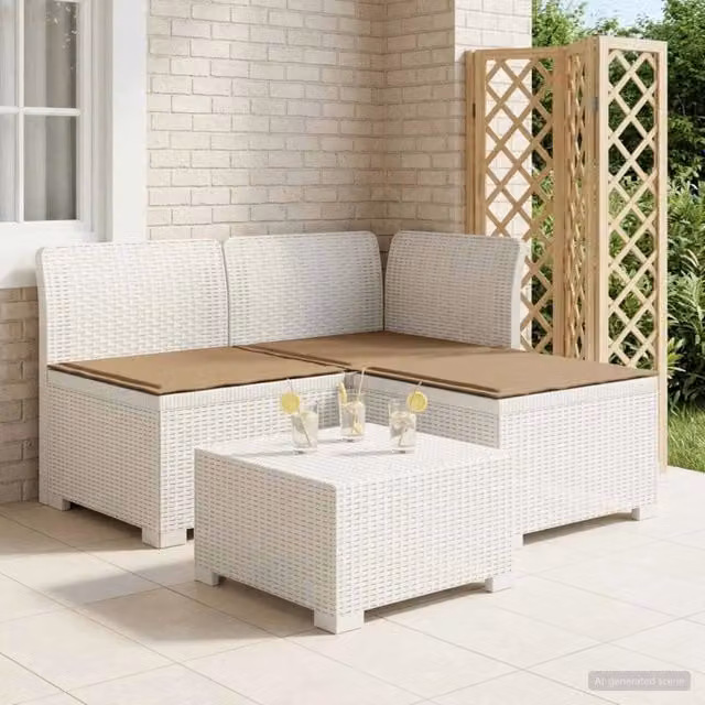 Divano da giardino 3 posti con cuscini in look rattan 3 posto 8011898