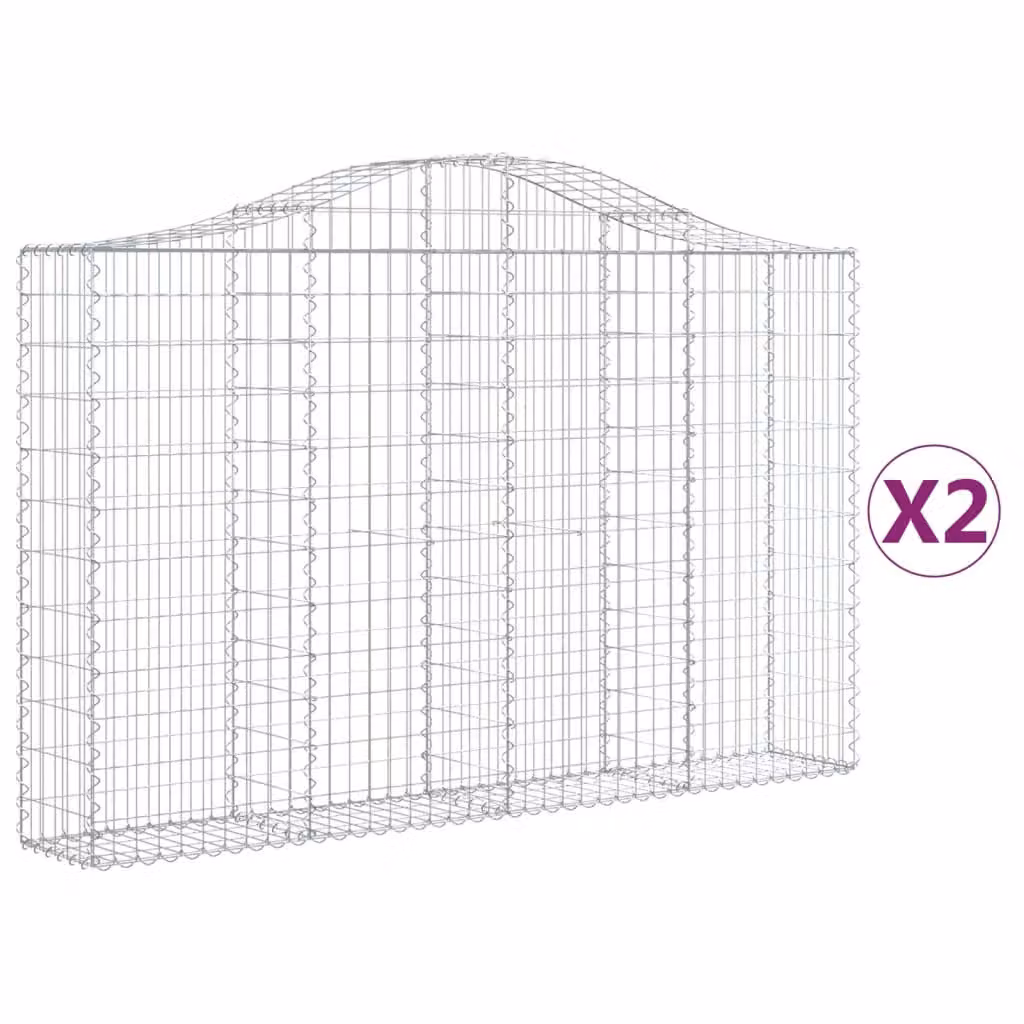 Cesti Gabbioni ad Arco 2 pz 200x30x120/140 cm Ferro Zincato
