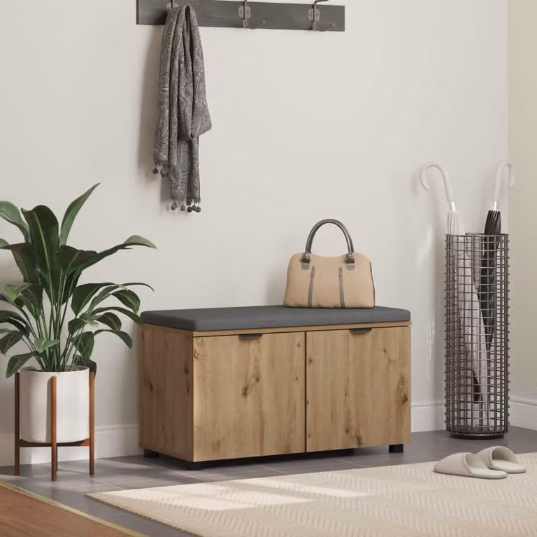 vidaXL Panca per ingresso con porta scarpe moderna in rovere marrone L: 80 cm, P: 38 cm, H: 46 cm