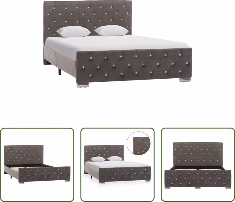 The Living Store rete in velluto grigio 120x200 cm