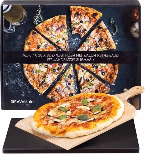 Piatto per pizza XL Wenko in ceramica multicolore con spatola e ricettario, L: 38 cm, P: 30 cm