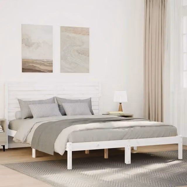 Giroletto extra lungo vidaXL in legno massello di pino bianco senza materasso L/P/H: 145,5 x 215,5 x 100 cm