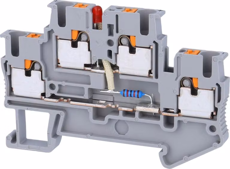 Morsetto a doppio piano per diodi Phoenix Contact PTTB 2,5-LA24 RD con indicatore luminoso per 12-30 V, connessione push-in Tensione nominale