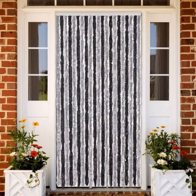 Tenda Antimosche vidaXL in Ciniglia Grigia e Nera, Termoisolante e Opaca, L: 90 cm, H: 220 cm