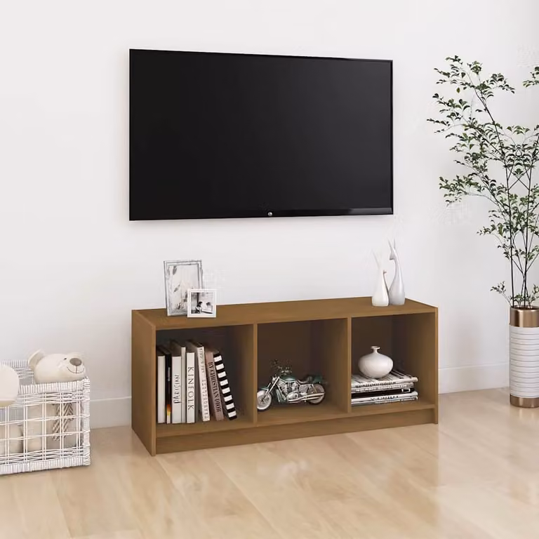 vidaXL Mobile Porta TV Moderno in Legno di Pino Marrone, L 104 cm x P 33 cm x H 41 cm