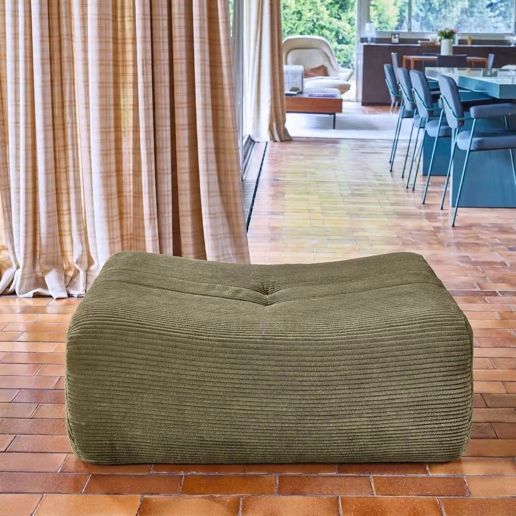 Poggiapiedi Sokol Sweeek in velluto a coste beige o verde per soggiorno – 2