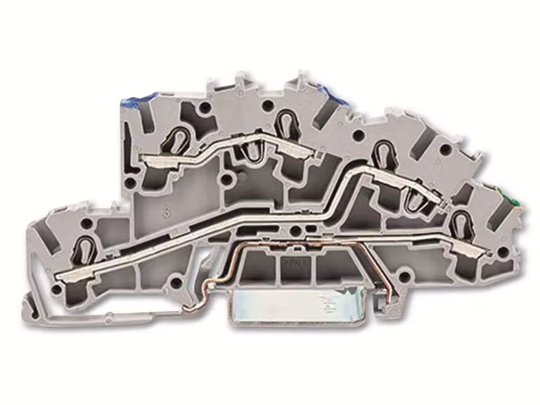 Morsetto da installazione Wago con apertura di azionamento 2,5 mm²; N/L/PE; grigio, 1 pz.