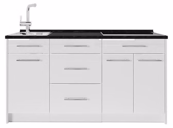 Cucine componibili piccole Vicco Fame-Line Bianco lucido/Bianco 150 cm, PL Antracite, Model 65329