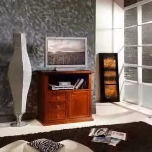 Mobile Porta tv arte povera noce Bassano 1 anta 3 cassetti 1 vano a giorno