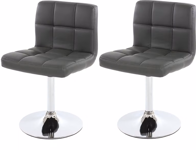 set di 2 sedie per sala da pranzo Sedia girevole Sedia Kavala in Pelle finta cromo ~ grigio