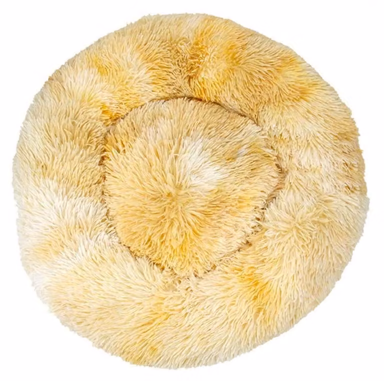 Cuccia per cani, cuccia per gatti, morbida, rotonda, in peluche, 80 cm, gialla