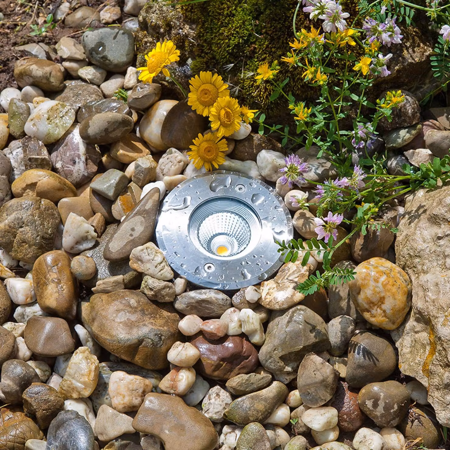EVN Meerkat, rotondo, 60°, acciaio inox, 6W, 3.000 K Meerkat, Alluminio / Grigio / Zincato, Alluminio, Moderno