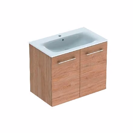Geberit Selnova Square - Mobile lavabo 635x788x480 mm, con lavabo, 2 ante, noce chiaro 501.259.00.1