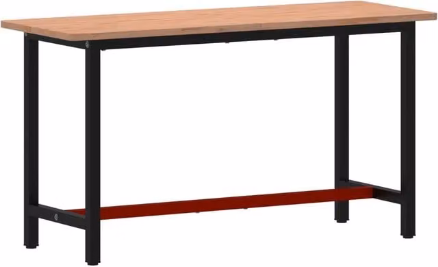 Banco da Lavoro in Legno Massello di Faggio e Metallo Multicolore L/P/H: 150 x 55 x 81,5 cm