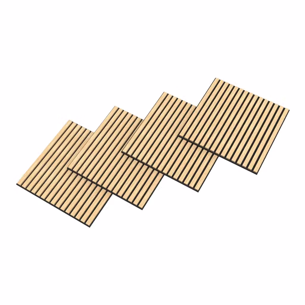 Set di 16 pannelli acustici NEU.HOLZ effetto rovere chiaro in MDF, superficie totale 5,76 m² – 2