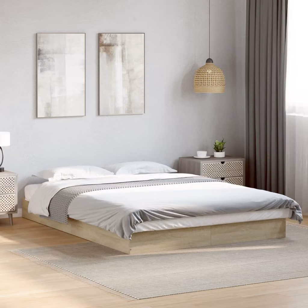 vidaXL Giroletto senza Materasso in Rovere Sonoma e Truciolato, L 140 x P 200 cm