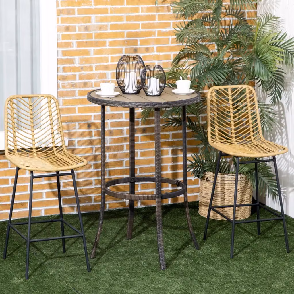 Sgabello da bar OKWISH con schienale e poggiapiedi in rattan giallo design boho L: 42,5 cm, P: 52 cm, H: 102 cm – 2