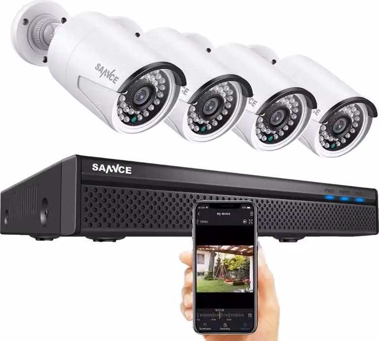 Sistema di videosorveglianza, ingresso a 8 canali, risoluzione 5MP, 4 telecamere incluse, Come l'immagine, 2T