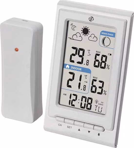 Stazione meteorologica wireless con termometro, barometro e igrometro per interni ed esterni