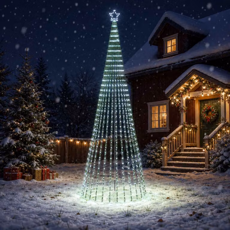 vidaXL Albero di Natale LED 400 cm 1028 LED Bianco freddo Acciaio Nero