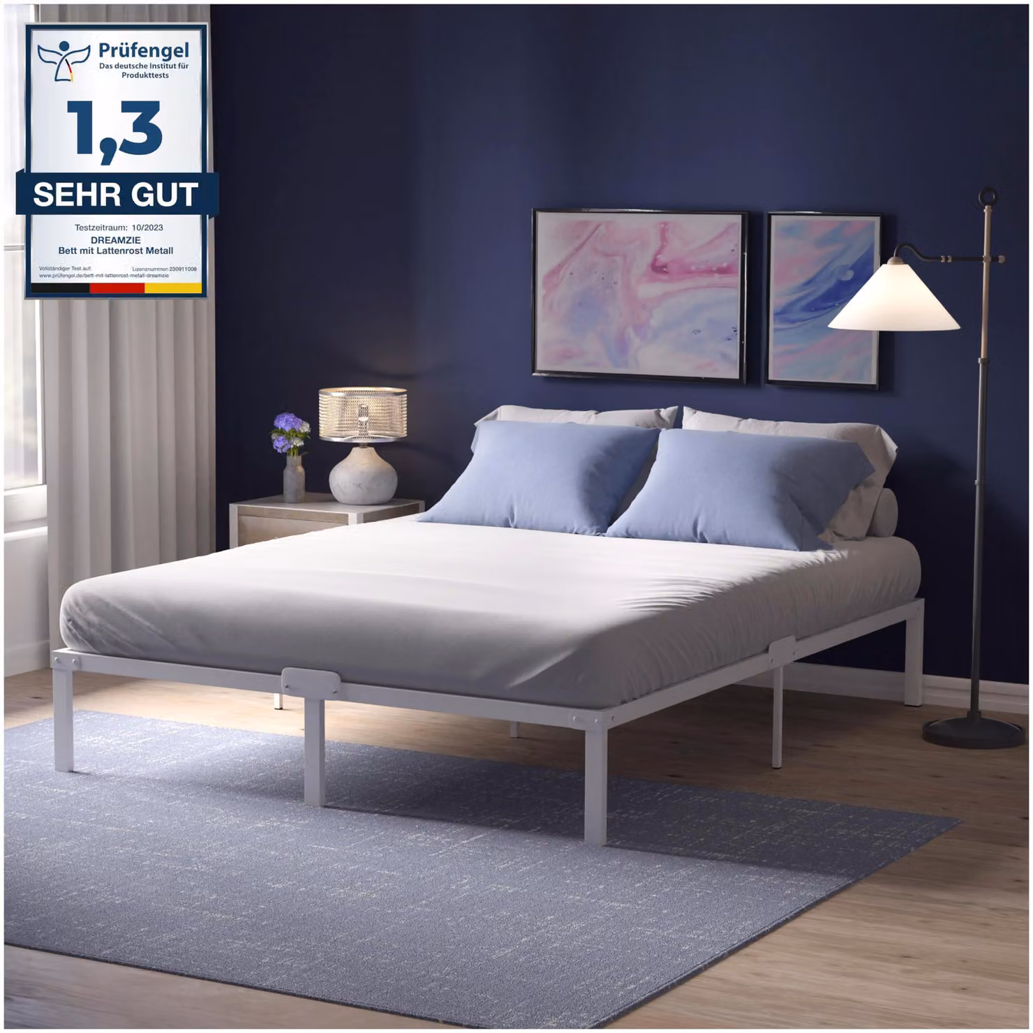 Struttura letto in metallo con rete a molle, dimensioni 180x200 cm
