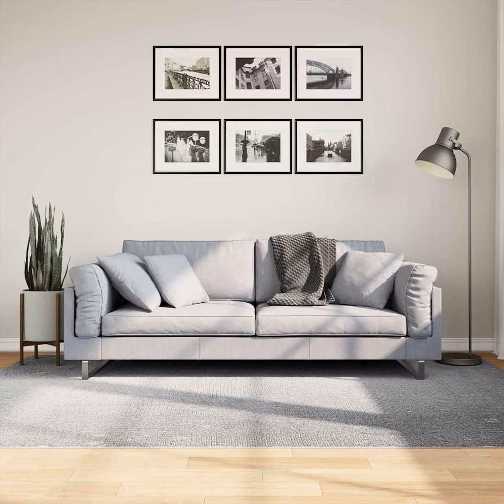 Tappeto vidaXL IZA a pelo corto in poliestere con design scandinavo geometrico, Grigio, L: 160 cm x P: 230 cm